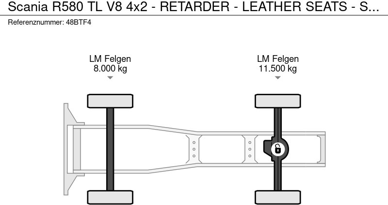 Τράκτορας Scania R580 TL V8 4x2 - RETARDER - LEATHER SEATS - SPECIAL INTERIOR - 2 x FUEL TANKS - ALCOA'S - TOP CONDITION -: φωτογραφία 8