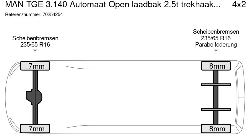 Καινούριο Μικρό φορτηγό με καρότσα MAN TGE 3.140 Automaat Open laadbak 2.5t trekhaak Dubbel Cabine Airco Cruise Pritsche Pickup Airco Trekhaak Cruise control: φωτογραφία 20