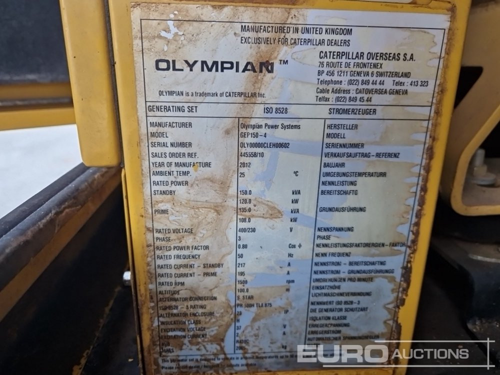 Βιομηχανική γεννήτρια 2012 Olympian GEP150-4: φωτογραφία 18